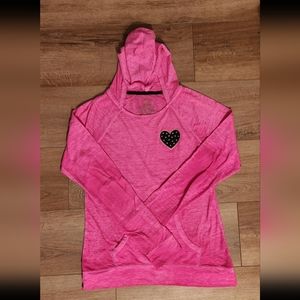 Danskin Now girl's long sleeve shirt with hood, size X-large(14-16), color pink